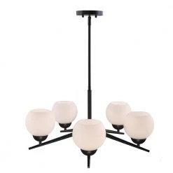 Lacey 26 in. 5-Light Matte Black Chandelier with Frosted Shades by DSI LIGHTING 10 Lacey 26 in. 5-Light Matte Black Chandelier with Frosted Shades by DSI LIGHTING -Hot Sale Light Society Store matte black dsi lighting chandeliers ds18928 1f 1000