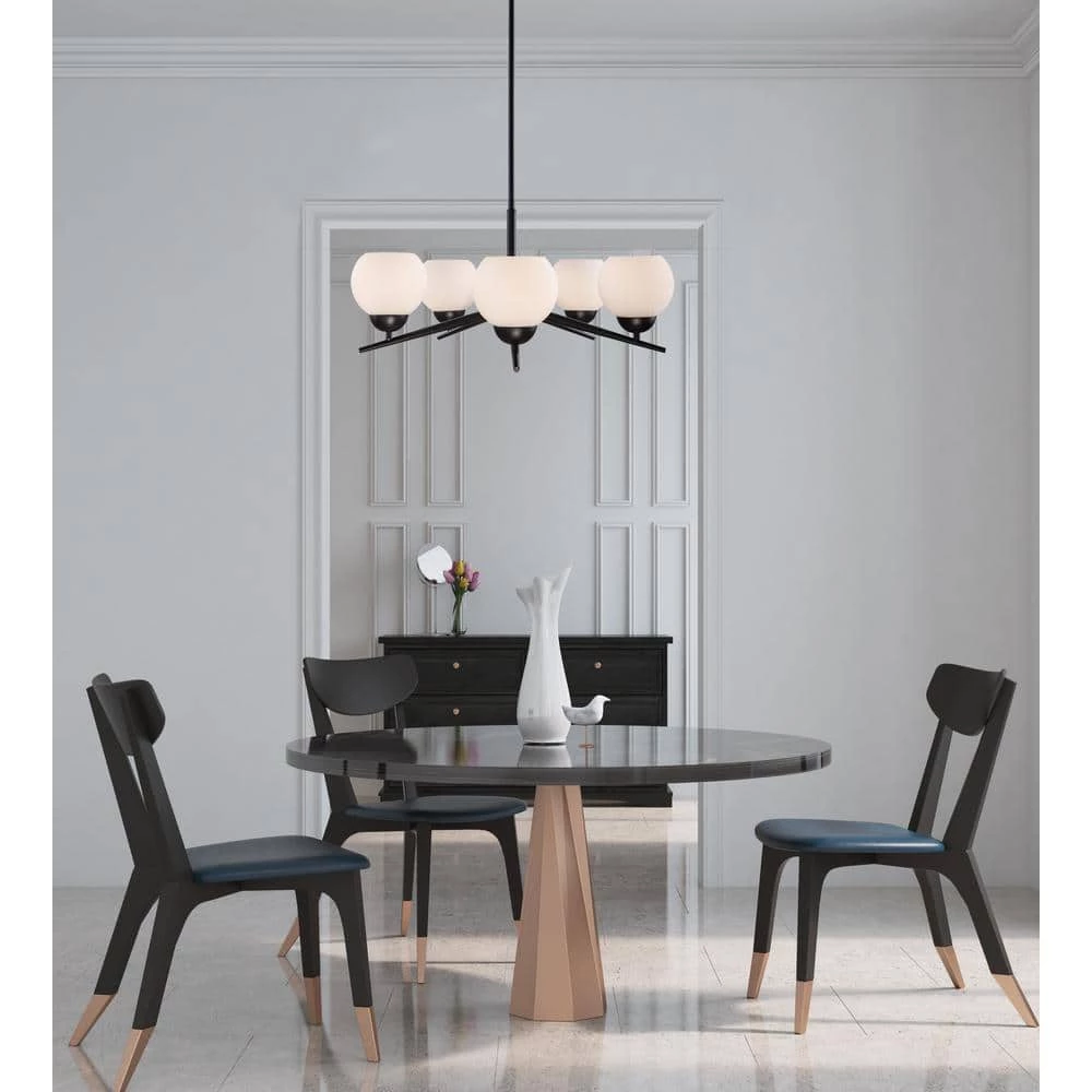 Lacey 26 in. 5-Light Matte Black Chandelier with Frosted Shades by DSI LIGHTING 7 Lacey 26 in. 5-Light Matte Black Chandelier with Frosted Shades by DSI LIGHTING - Image 5