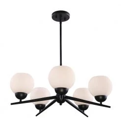 Lacey 26 in. 5-Light Matte Black Chandelier with Frosted Shades by DSI LIGHTING 9 Lacey 26 in. 5-Light Matte Black Chandelier with Frosted Shades by DSI LIGHTING -Hot Sale Light Society Store matte black dsi lighting chandeliers ds18928 4f 1000