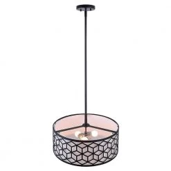 Ali 3-Light Matte Black Pendant with White Fabric Shade by DSI LIGHTING -Hot Sale Light Society Store matte black dsi lighting chandeliers ds18940 1f 1000