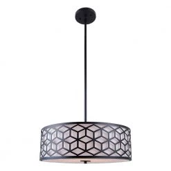 Ali 3-Light Matte Black Pendant with White Fabric Shade by DSI LIGHTING -Hot Sale Light Society Store matte black dsi lighting chandeliers ds18940 c3 1000