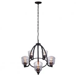 Bennington 5-Light Matte Black Chandelier with Water Glass Shades by DSI LIGHTING -Hot Sale Light Society Store matte black dsi lighting chandeliers dshd19521c 1f 1000
