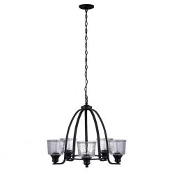 Bennington 5-Light Matte Black Chandelier with Water Glass Shades by DSI LIGHTING -Hot Sale Light Society Store matte black dsi lighting chandeliers dshd19521c 4f 1000