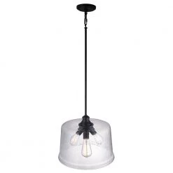 Bennington 3-Light Matte Black Pendant with Water Glass Shade by DSI LIGHTING -Hot Sale Light Society Store matte black dsi lighting chandeliers dshd19521p 1f 1000