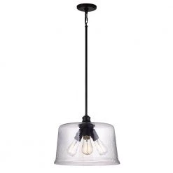 Bennington 3-Light Matte Black Pendant with Water Glass Shade by DSI LIGHTING