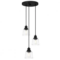 Bennington 3-Light Matte Black Pendant with Water Glass Shades by DSI LIGHTING -Hot Sale Light Society Store matte black dsi lighting chandeliers dshd19521p1 44 1000
