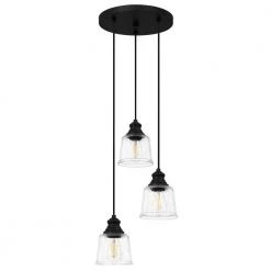 Bennington 3-Light Matte Black Pendant with Water Glass Shades by DSI LIGHTING -Hot Sale Light Society Store matte black dsi lighting chandeliers dshd19521p1 c3 1000