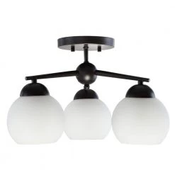 Lacey 18 in. 3-Light Matte Black Semi-Flush Mount with Frosted Shades by DSI LIGHTING