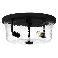 Bennington 11 in. 2-Light Matte Black Flush Mount with Water Glass Shade by DSI LIGHTING -Hot Sale Light Society Store matte black dsi lighting flush mount lights dshd19521f 44 1000