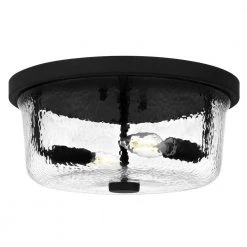 Bennington 11 in. 2-Light Matte Black Flush Mount with Water Glass Shade by DSI LIGHTING