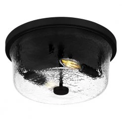 Bennington 11 in. 2-Light Matte Black Flush Mount with Water Glass Shade by DSI LIGHTING -Hot Sale Light Society Store matte black dsi lighting flush mount lights dshd19521f fa 1000