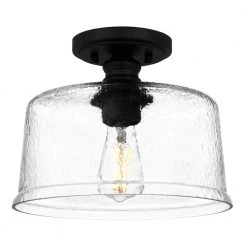 Bennington 11 in. 1-Light Matte Black Semi-Flush Mount by DSI LIGHTING