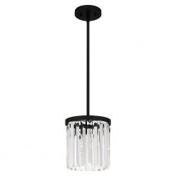 Annaliese 1-Light Matte Black Mini Pendant with Beveled Glass Shades by DSI LIGHTING -Hot Sale Light Society Store matte black dsi lighting pendant lights hd5741d 4f 1000