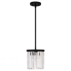 Annaliese 1-Light Matte Black Mini Pendant with Beveled Glass Shades by DSI LIGHTING
