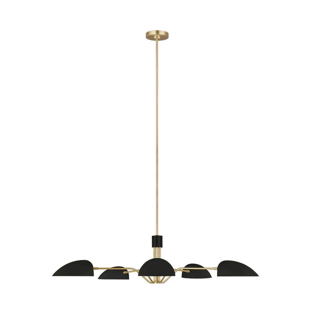 ED Ellen DeGeneres Jane 5-Light Matte Black and Burnished Brass Mid-Century Modern Hanging Chandelier by Generation Lighting Designer Collections 7 ED Ellen DeGeneres Jane 5-Light Matte Black and Burnished Brass Mid-Century Modern Hanging Chandelier by Generation Lighting Designer Collections - Image 5