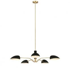 ED Ellen DeGeneres Jane 5-Light Matte Black and Burnished Brass Mid-Century Modern Hanging Chandelier by Generation Lighting Designer Collections 20 ED Ellen DeGeneres Jane 5-Light Matte Black and Burnished Brass Mid-Century Modern Hanging Chandelier by Generation Lighting Designer Collections -Hot Sale Light Society Store matte black generation lighting designer collections chandeliers ec1025mbk 1f 1000