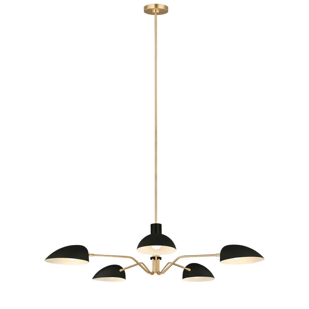 ED Ellen DeGeneres Jane 5-Light Matte Black and Burnished Brass Mid-Century Modern Hanging Chandelier by Generation Lighting Designer Collections 10 ED Ellen DeGeneres Jane 5-Light Matte Black and Burnished Brass Mid-Century Modern Hanging Chandelier by Generation Lighting Designer Collections - Image 8