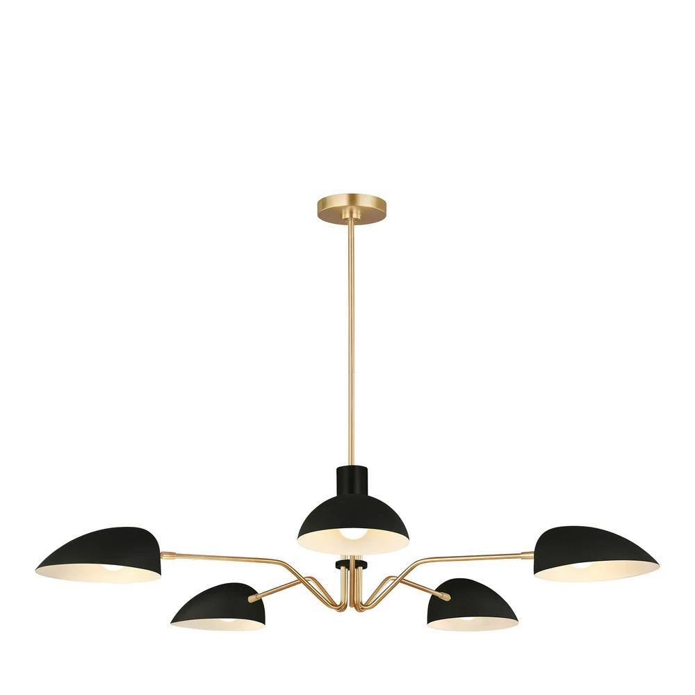 ED Ellen DeGeneres Jane 5-Light Matte Black and Burnished Brass Mid-Century Modern Hanging Chandelier by Generation Lighting Designer Collections 11 ED Ellen DeGeneres Jane 5-Light Matte Black and Burnished Brass Mid-Century Modern Hanging Chandelier by Generation Lighting Designer Collections - Image 9