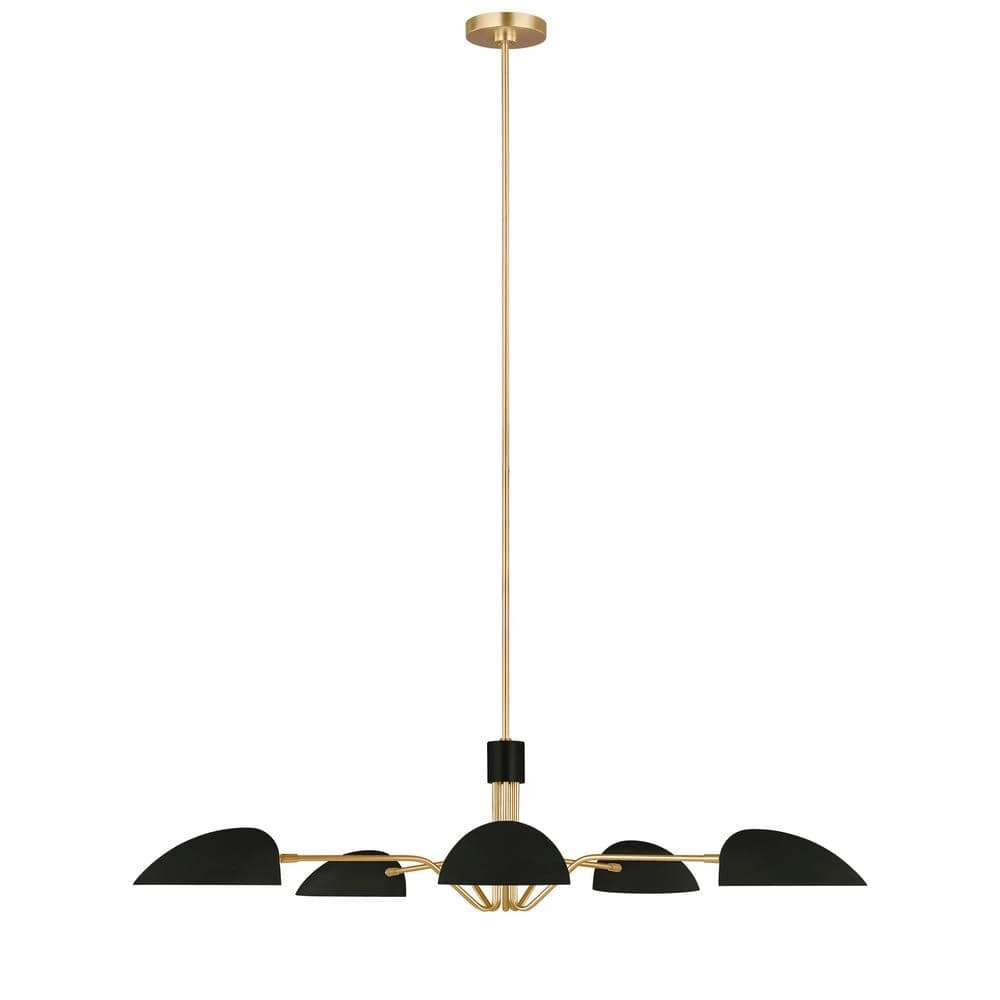 ED Ellen DeGeneres Jane 5-Light Matte Black and Burnished Brass Mid-Century Modern Hanging Chandelier by Generation Lighting Designer Collections 3 ED Ellen DeGeneres Jane 5-Light Matte Black and Burnished Brass Mid-Century Modern Hanging Chandelier by Generation Lighting Designer Collections