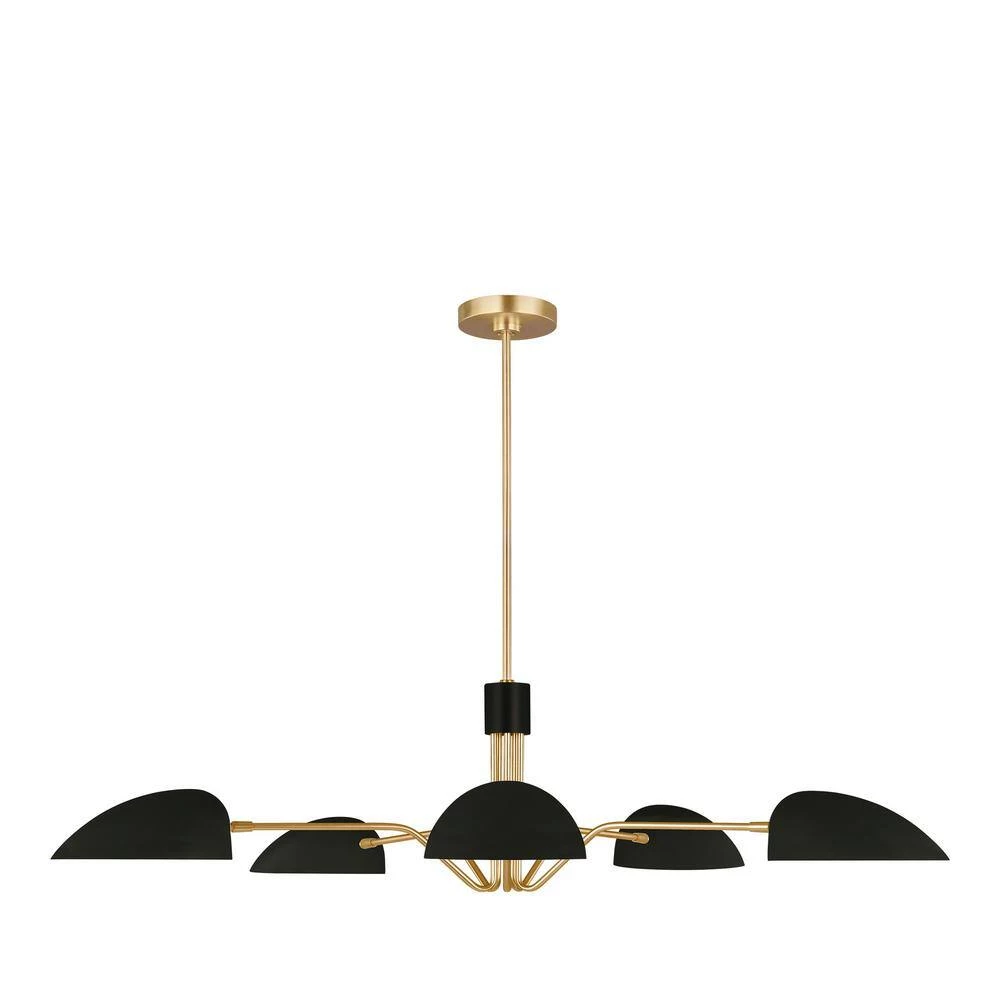 ED Ellen DeGeneres Jane 5-Light Matte Black and Burnished Brass Mid-Century Modern Hanging Chandelier by Generation Lighting Designer Collections 8 ED Ellen DeGeneres Jane 5-Light Matte Black and Burnished Brass Mid-Century Modern Hanging Chandelier by Generation Lighting Designer Collections - Image 6