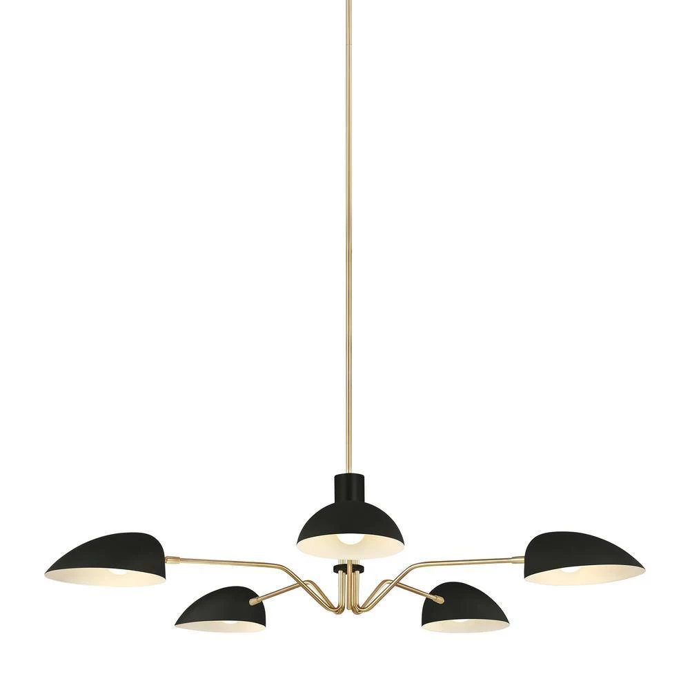 ED Ellen DeGeneres Jane 5-Light Matte Black and Burnished Brass Mid-Century Modern Hanging Chandelier by Generation Lighting Designer Collections 12 ED Ellen DeGeneres Jane 5-Light Matte Black and Burnished Brass Mid-Century Modern Hanging Chandelier by Generation Lighting Designer Collections - Image 10
