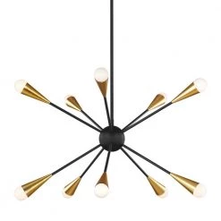 ED Ellen DeGeneres Jax 10-Light Matte Black Mid-Century Modern Hanging Sputnik Chandelier with Swivel Canopy by Generation Lighting Designer Collections -Hot Sale Light Society Store matte black generation lighting designer collections chandeliers ec10310mbk 1d 1000