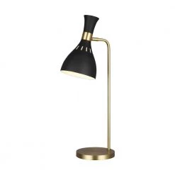 ED Ellen DeGeneres Crafted by Generation Lighting Joan 25 in. H 1-Light Matte Black and Brass Table Lamp with LED Bulb by Generation Lighting Designer Collections