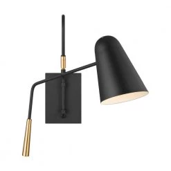ED Ellen DeGeneres Crafted by Generation Lighting Simon 4.875 in. Matte Black Sconce with Burnished Brass Swivel Handle by Generation Lighting Designer Collections -Hot Sale Light Society Store matte black generation lighting designer collections vanity lighting ew1041mbk 1d 1000