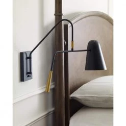 ED Ellen DeGeneres Crafted by Generation Lighting Simon 4.875 in. Matte Black Sconce with Burnished Brass Swivel Handle by Generation Lighting Designer Collections -Hot Sale Light Society Store matte black generation lighting designer collections vanity lighting ew1041mbk 40 1000
