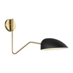 ED Ellen DeGeneres Crafted by Generation Lighting Jane 7 in. W 1-Light Matte Black and Burnished Brass Adjustable Sconce by Generation Lighting Designer Collections