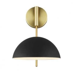 ED Ellen DeGeneres Crafted by Generation Lighting Jane 7 in. W 1-Light Matte Black and Burnished Brass Adjustable Sconce by Generation Lighting Designer Collections -Hot Sale Light Society Store matte black generation lighting designer collections vanity lighting ew1071mbk c3 1000