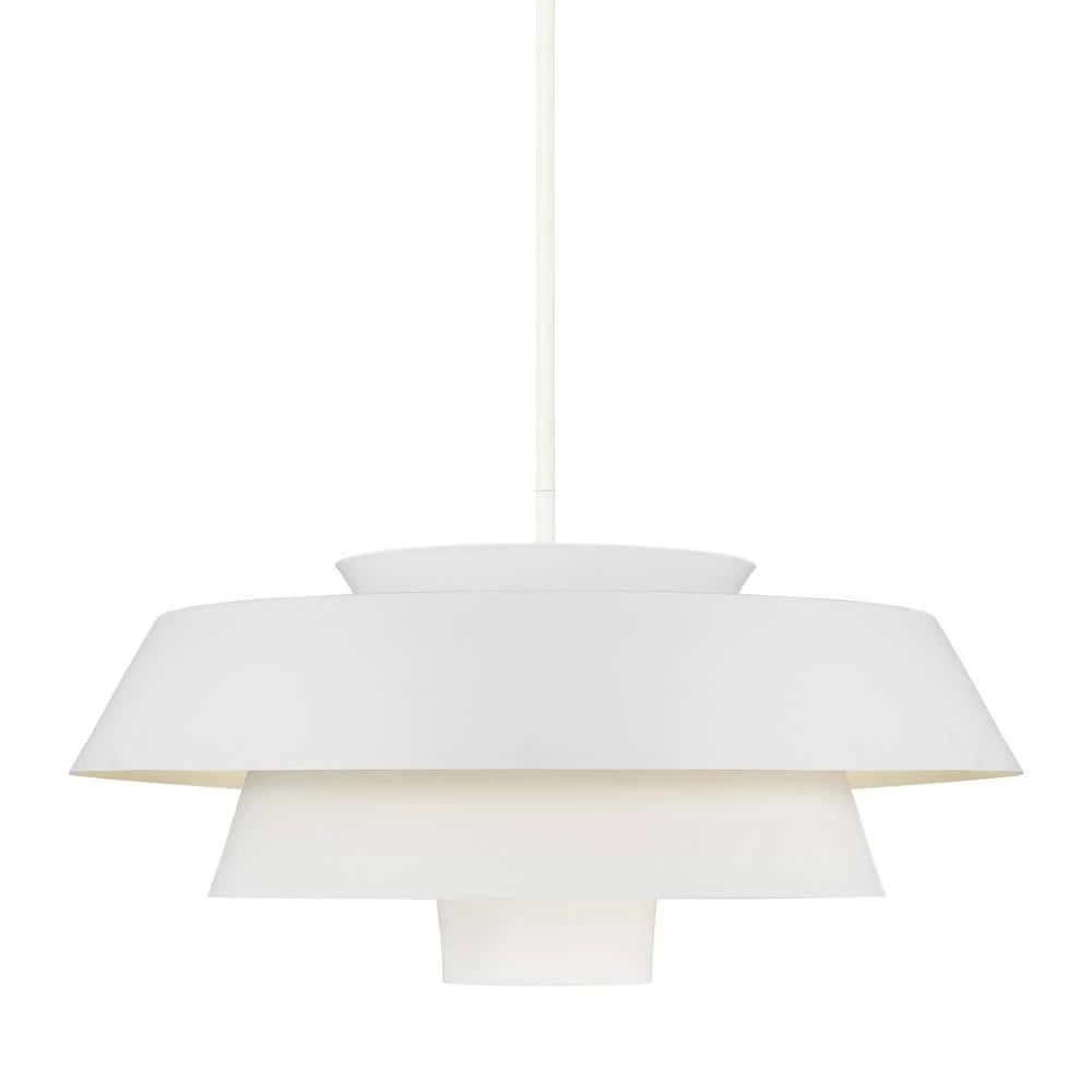 ED Ellen DeGeneres Crafted by Generation Lighting Brisbin 24 in. W 1-Light Matte White 3-Tiered Stacked Shades Pendant by Generation Lighting Designer Collections 5 ED Ellen DeGeneres Crafted by Generation Lighting Brisbin 24 in. W 1-Light Matte White 3-Tiered Stacked Shades Pendant by Generation Lighting Designer Collections - Image 3