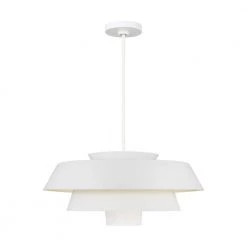 ED Ellen DeGeneres Crafted by Generation Lighting Brisbin 24 in. W 1-Light Matte White 3-Tiered Stacked Shades Pendant by Generation Lighting Designer Collections