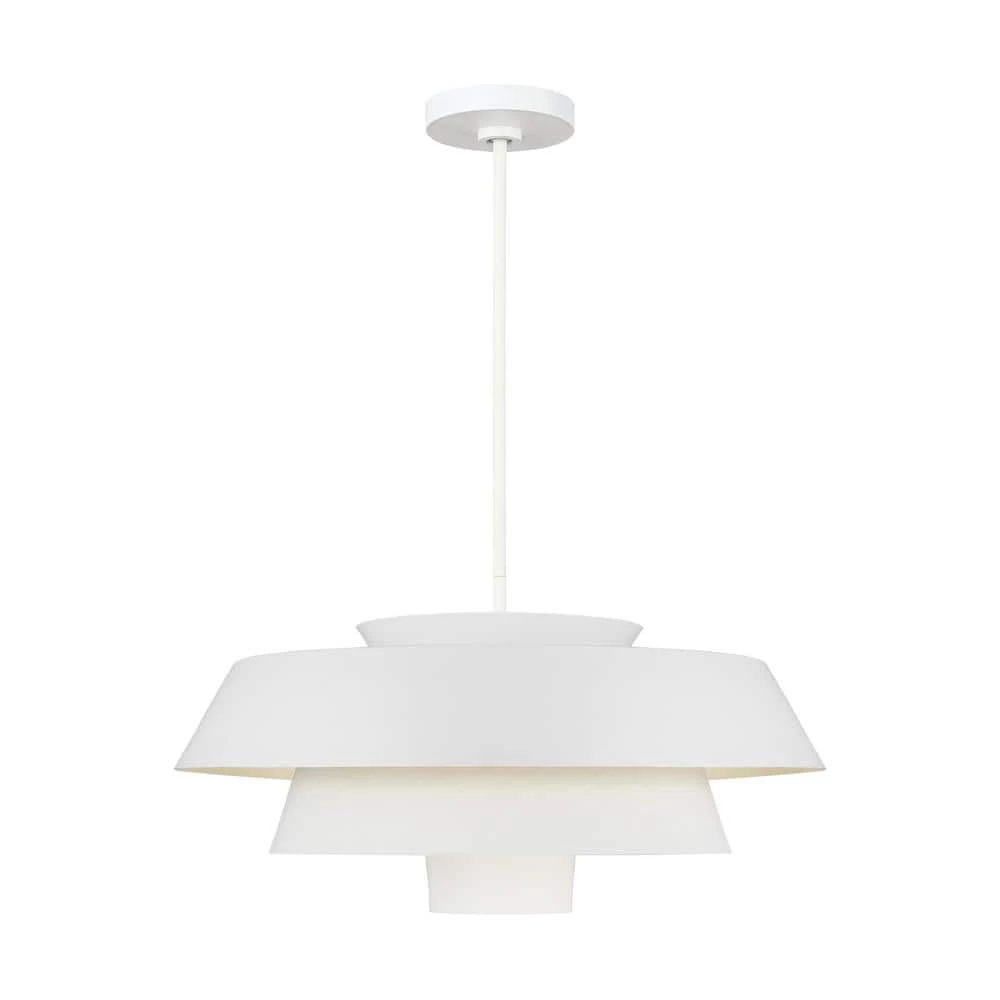 ED Ellen DeGeneres Crafted by Generation Lighting Brisbin 24 in. W 1-Light Matte White 3-Tiered Stacked Shades Pendant by Generation Lighting Designer Collections 3 ED Ellen DeGeneres Crafted by Generation Lighting Brisbin 24 in. W 1-Light Matte White 3-Tiered Stacked Shades Pendant by Generation Lighting Designer Collections