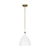 ED Ellen DeGeneres Crafted by Generation Lighting Joan Large 12 in. W 1-Light Matte White and Burnished Brass Pendant by Generation Lighting Designer Collections -Hot Sale Light Society Store matte white generation lighting designer collections chandeliers ep1151mwt 64 1000
