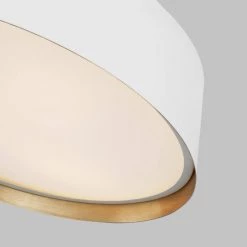 ED Ellen DeGeneres Crafted by Generation Lighting Asher 14.5 in. W 3-Light Matte White and Gold Leaf Semi-Flush Light by Generation Lighting Designer Collections -Hot Sale Light Society Store matte white generation lighting designer collections flush mount lights ef1003mwt 44 1000
