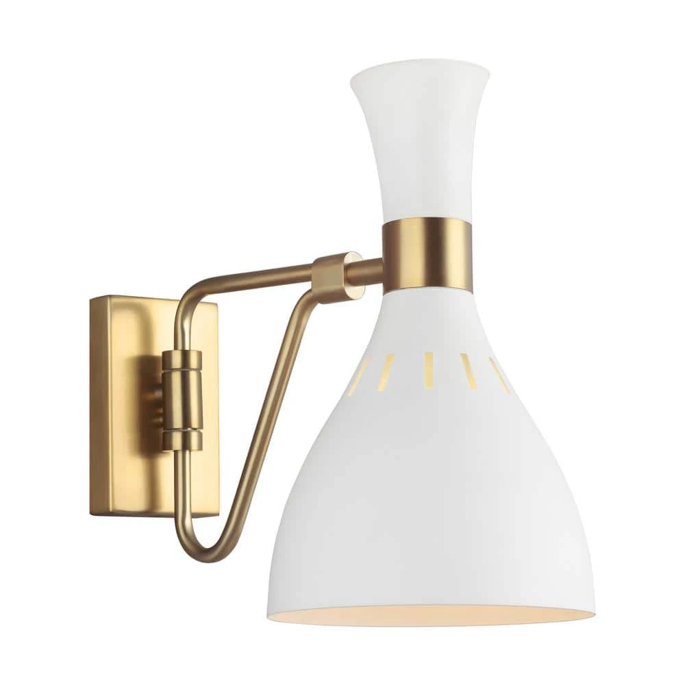 ED Ellen DeGeneres Crafted by Generation Lighting Joan 6.25 in. W 1-Light Matte White and Burnished Brass Swivel Sconce by Generation Lighting Designer Collections 3 ED Ellen DeGeneres Crafted by Generation Lighting Joan 6.25 in. W 1-Light Matte White and Burnished Brass Swivel Sconce by Generation Lighting Designer Collections