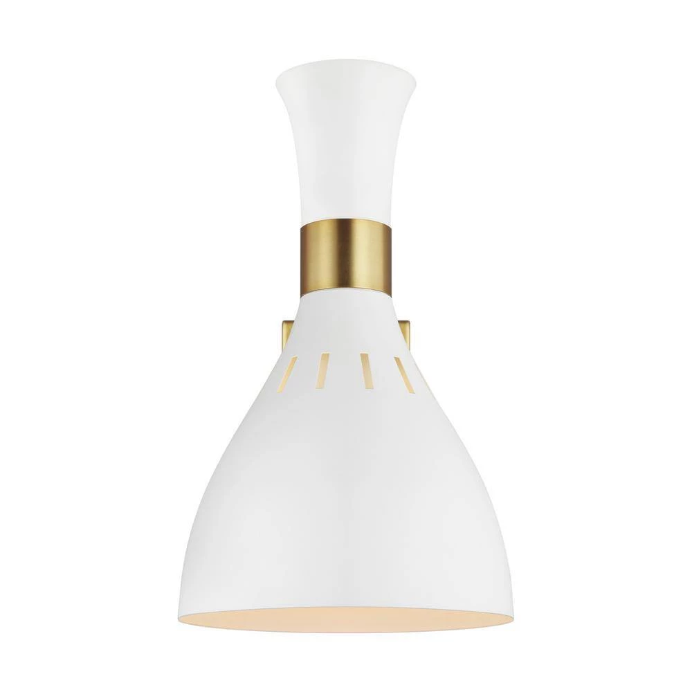 ED Ellen DeGeneres Crafted by Generation Lighting Joan 6.25 in. W 1-Light Matte White and Burnished Brass Swivel Sconce by Generation Lighting Designer Collections 7 ED Ellen DeGeneres Crafted by Generation Lighting Joan 6.25 in. W 1-Light Matte White and Burnished Brass Swivel Sconce by Generation Lighting Designer Collections - Image 5