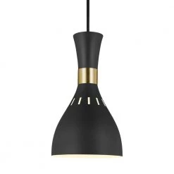 ED Ellen DeGeneres Crafted by Generation Lighting Joan 6.25 in. W 1-Light Matte Black and Burnished Brass Mini Pendant by Generation Lighting Designer Collections 10 ED Ellen DeGeneres Crafted by Generation Lighting Joan 6.25 in. W 1-Light Matte Black and Burnished Brass Mini Pendant by Generation Lighting Designer Collections -Hot Sale Light Society Store midnight black generation lighting designer collections pendant lights ep1141mbk 4f 1000