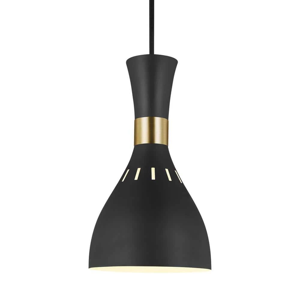 ED Ellen DeGeneres Crafted by Generation Lighting Joan 6.25 in. W 1-Light Matte Black and Burnished Brass Mini Pendant by Generation Lighting Designer Collections 6 ED Ellen DeGeneres Crafted by Generation Lighting Joan 6.25 in. W 1-Light Matte Black and Burnished Brass Mini Pendant by Generation Lighting Designer Collections - Image 4