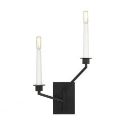 ED Ellen DeGeneres Crafted by Generation Lighting Hopton 4.75 in. Midnight Black Right Double Sconce by Generation Lighting Designer Collections -Hot Sale Light Society Store midnight black generation lighting designer collections vanity lighting ew1092mbk c3 1000