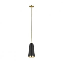 ED Ellen DeGeneres Crafted by Generation Lighting Carter 8 in. W 1-Light Midnight Black With Burnished Brass Inner Shade by Generation Lighting Designer Collections
