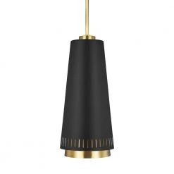 ED Ellen DeGeneres Crafted by Generation Lighting Carter 8 in. W 1-Light Midnight Black With Burnished Brass Inner Shade by Generation Lighting Designer Collections -Hot Sale Light Society Store midnight black with burnished brass generation lighting designer collections chandeliers ep1091mbk c3 1000