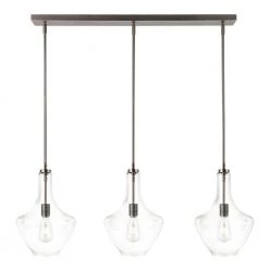 Modena 3-Light Modern Bronze/Clear Island Light with Glass Shades by Light Society