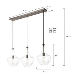 Modena 3-Light Modern Bronze/Clear Island Light with Glass Shades by Light Society -Hot Sale Light Society Store modern bronze clear light society chandeliers ls c307 bz cl 76 1000