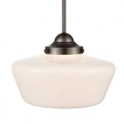 Portola 1-Light Modern Bronze Schoolhouse Pendant with White Glass Shade by Light Society -Hot Sale Light Society Store modern bronze white light society chandeliers ls c251 bz wh 1f 1000