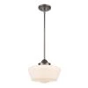 Portola 1-Light Modern Bronze Schoolhouse Pendant with White Glass Shade by Light Society