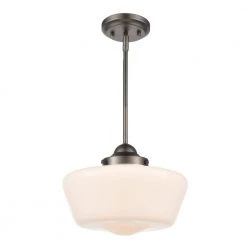 Portola 1-Light Modern Bronze Schoolhouse Pendant with White Glass Shade by Light Society -Hot Sale Light Society Store modern bronze white light society chandeliers ls c251 bz wh c3 1000