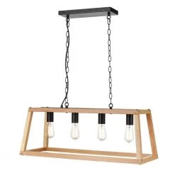 Bristol 4-Light Natural Pendant Lamp with Wood Shade by Light Society