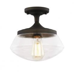 Crenshaw 1-Light Oil Rubbed Bronze Ceiling Light with Clear Glass Shade by Light Society
